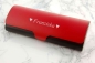 Preview: rot-schwarzes Brillenetui aus Aluminium mit Gravur