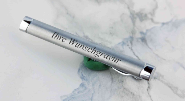 Krawattenklammer - Krawattennadel - Wave - aus Edelstahl - mit Gravur