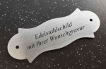 Edelstahlschild - 147x54 mm - mit Gravur