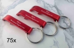 Flaschenöffner aus Aluminium - mit Gravur - rot - 75 Stück